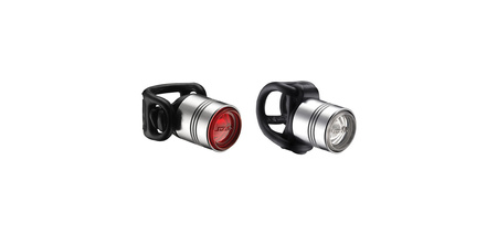 Zestaw lampki LEZYNE LED FEMTO DRIVE PAIR przód 15 lumenów srebrna, tył 7 lumenów srebrna