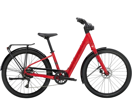 Rower elektryczny Trek Verve+ 1 LT o niskim przekroku Viper Red 2026