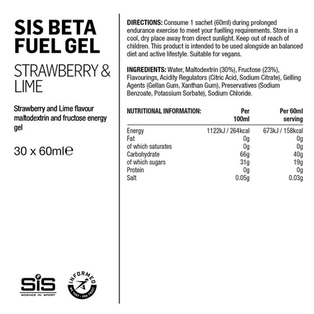 SiS Żel energy Beta Fuel, truskawka i limonka