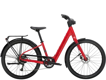 Rower elektryczny Trek Verve+ 1 LT o niskim przekroku Viper Red 2025